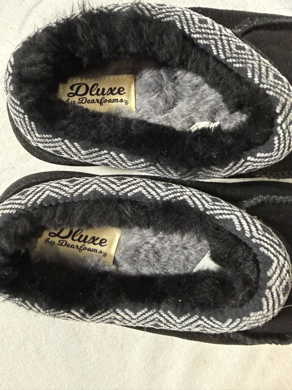 Dluxe by  dearform Black Suede-Look Slip-On Fleece Lined Slippers